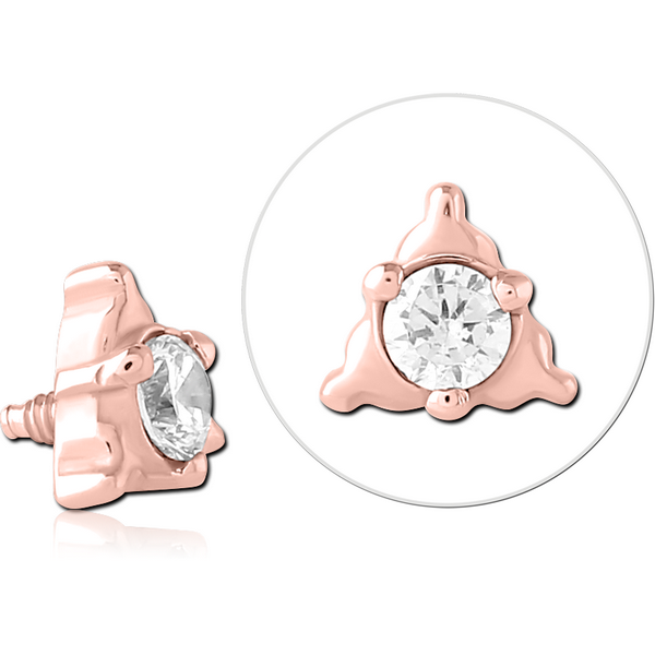 ROSE GOLD PVD COATED SURGICAL STEEL JEWELLED ATTACHMENT FOR 1.6MM INTERNALLY THREADED PINS