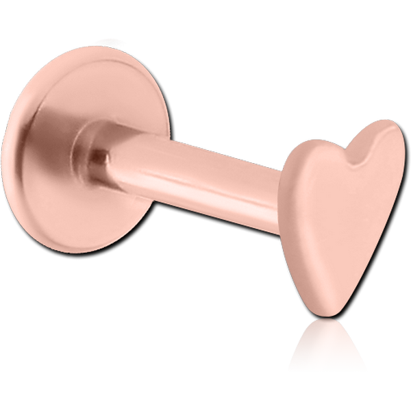 ROSE GOLD PVD COATED SURGICAL STEEL INTERNALLY THREADED MICRO LABRET WITH HEART