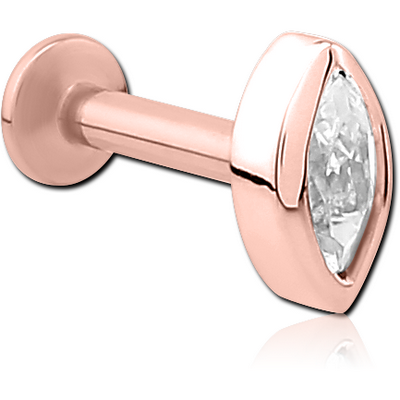 ROSE GOLD PVD COATED SURGICAL STEEL INTERNALLY THREADED JEWELLED MICRO LABRET