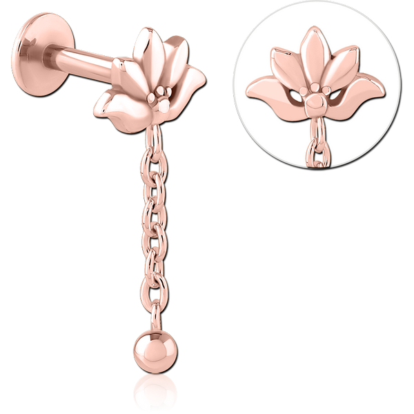 ROSE GOLD PVD COATED SURGICAL STEEL INTERNALLY THREADED MICRO LABRET