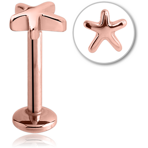 ROSE GOLD PVD COATED SURGICAL STEEL INTERNALLY THREADED MICRO LABRET WITH STARFISH
