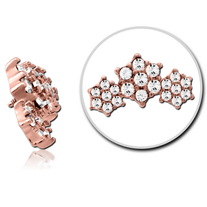 ROSE GOLD PVD COATED SURGICAL STEEL JEWELLED MICRO ATTACHMENT FOR 1.2MM INTERNALLY THREADED PINS - STARS
