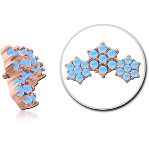 ROSE GOLD PVD COATED SURGICAL STEEL SYNTHETIC OPAL JEWELLED MICRO ATTACHMENT FOR 1.2MM INTERNALLY THREADED PINS - STARS