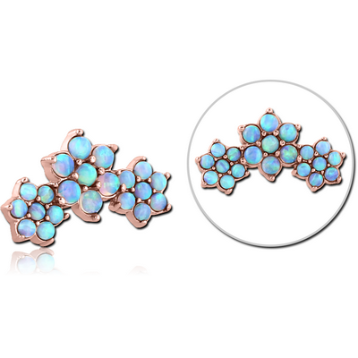 ROSE GOLD PVD COATED SURGICAL STEEL SYNTHETIC OPAL JEWELLED MICRO ATTACHMENT FOR 1.2MM INTERNALLY THREADED PINS - FLOWER
