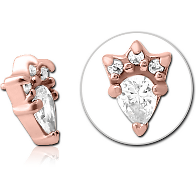 ROSE GOLD PVD COATED SURGICAL STEEL JEWELLED MICRO ATTACHMENT FOR 1.2MM INTERNALLY THREADED PINS