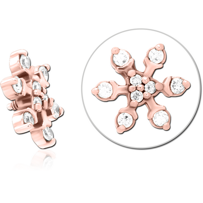 ROSE GOLD PVD COATED SURGICAL STEEL JEWELLED MICRO ATTACHMENT FOR 1.2MM INTERNALLY THREADED PINS - SNOWFLAKE
