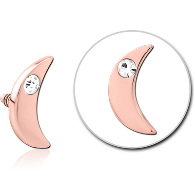 ROSE GOLD PVD COATED SURGICAL STEEL JEWELLED MICRO ATTACHMENT FOR 1.2MM INTERNALLY THREADED PINS - CRESCENT SINGLE GEM
