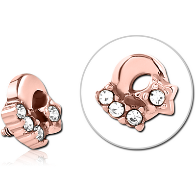ROSE GOLD PVD COATED SURGICAL STEEL JEWELLED MICRO ATTACHMENT FOR 1.2MM INTERNALLY THREADED PINS - PLAIN MOON AND STARS