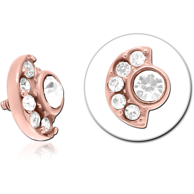ROSE GOLD PVD COATED SURGICAL STEEL JEWELLED MICRO ATTACHMENT FOR 1.2MM INTERNALLY THREADED PINS - MOON AND STARS
