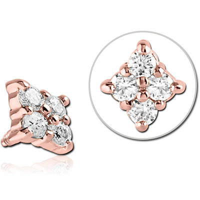 ROSE GOLD PVD COATED SURGICAL STEEL JEWELLED MICRO ATTACHMENT FOR 1.2MM INTERNALLY THREADED PINS