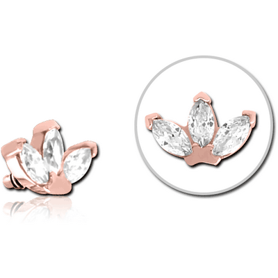 ROSE GOLD PVD COATED SURGICAL STEEL JEWELLED MICRO ATTACHMENT FOR 1.2MM INTERNALLY THREADED PINS