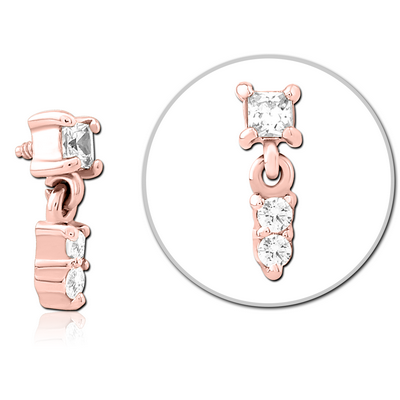 ROSE GOLD PVD COATED SURGICAL STEEL JEWELLED MICRO ATTACHMENT FOR 1.2MM INTERNALLY THREADED PINS
