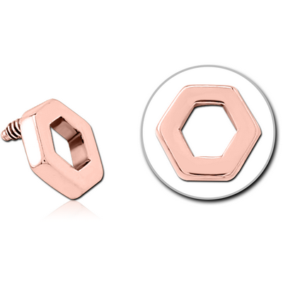 ROSE GOLD PVD COATED SURGICAL STEEL MICRO ATTACHMENT FOR 1.2MM INTERNALLY THREADED PINS - HEXAGON