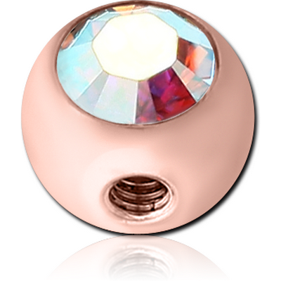 ROSE GOLD SURGICAL STEEL SIDE THREADED OPTIMA CRYSTAL JEWELLED BALL