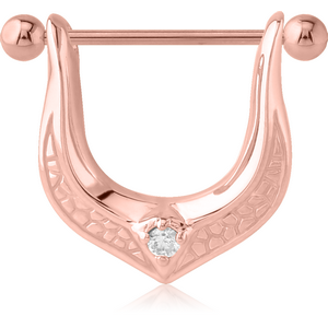 ROSE GOLD PVD COATED SURGICAL STEEL KOOL KATANA JEWELLED NIPPLE STIRRUP