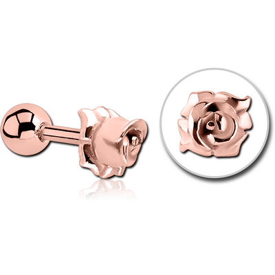 ROSE GOLD PVD COATED SURGICAL STEEL TRAGUS MICRO BARBELL - FLOWER
