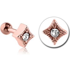 ROSE GOLD PVD COATED SURGICAL STEEL JEWELLED TRAGUS MICRO BARBELL - DIAMOND