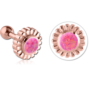 ROSE GOLD PVD COATED SURGICAL STEEL JEWELLED FLOWER TRAGUS MICRO BARBELL