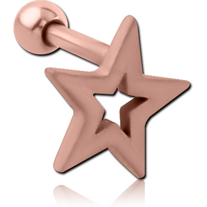 ROSE GOLD PVD COATED SURGICAL STEEL TRAGUS MICRO BARBELL - STAR