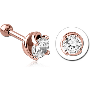ROSE GOLD PVD COATED SURGICAL STEEL JEWELLED TRAGUS MICRO BARBELL - CIRCULE