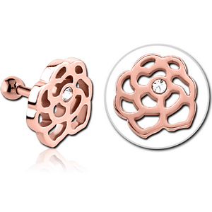 ROSE GOLD PVD COATED SURGICAL STEEL JEWELLED TRAGUS MICRO BARBELL - FLOWER