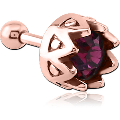 ROSE GOLD PVD COATED SURGICAL STEEL JEWELLED TRAGUS MICRO BARBELL