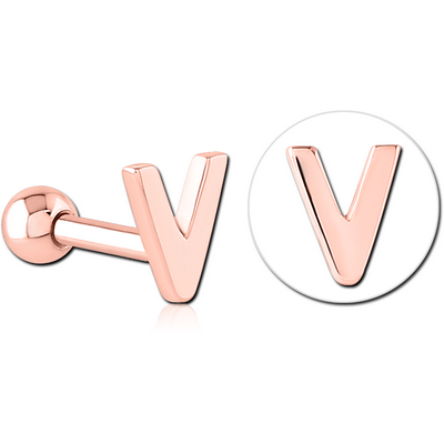 ROSE GOLD PVD COATED SURGICAL STEEL TRAGUS MICRO BARBELL - V