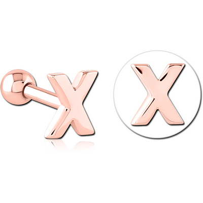ROSE GOLD PVD COATED SURGICAL STEEL TRAGUS MICRO BARBELL - X