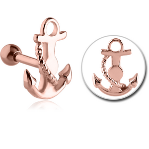 ROSE GOLD PVD COATED SURGICAL STEEL ANCHOR TRAGUS MICRO BARBELL