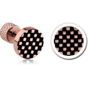 ROSE GOLD PVD COATED SURGICAL STEEL CHECKER BUTTON TRAGUS MICRO BARBELL