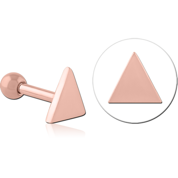 ROSE GOLD PVD COATED SURGICAL STEEL TRAGUS MICRO BARBELL - TRIANGLE