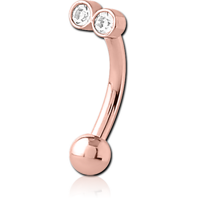 ROSE GOLD PVD COATED SURGICAL STEEL JEWELLED FANCY CURVED MICRO BARBELL