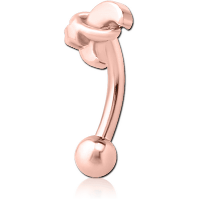 ROSE GOLD PVD COATED SURGICAL STEEL FANCY CURVED MICRO BARBELL - ANNULAR ECLIPSE AND STAR
