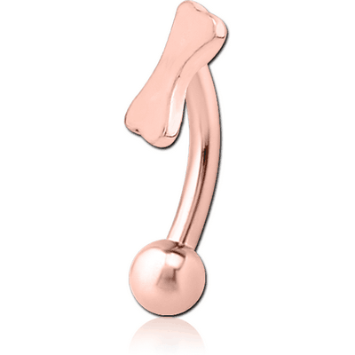 ROSE GOLD PVD COATED SURGICAL STEEL FANCY CURVED MICRO BARBELL - BONE