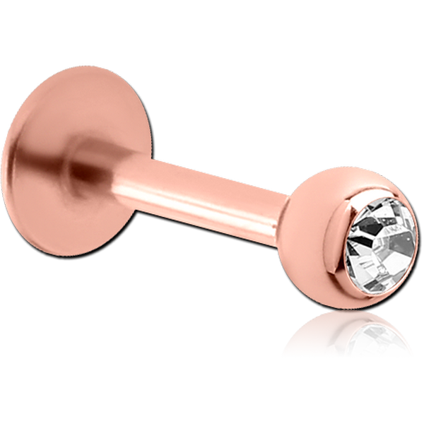 ROSE GOLD PVD COATED SURGICAL STEEL OPTIMA CRYSTAL JEWELLED MICRO LABRET