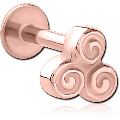 ROSE GOLD PVD COATED SURGICAL STEEL MICRO LABRET WITH ATTACHMENT - TRISQUEL