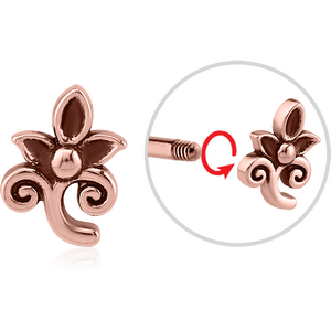 ROSE GOLD PVD COATED SURGICAL STEEL MICRO ATTACHMENT FOR 1.2MM THREADED PINS - FLOWER