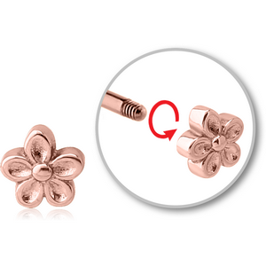 ROSE GOLD PVD COATED SURGICAL STEEL MICRO ATTACHMENT FOR 1.2MM THREADED PINS - FLOWER
