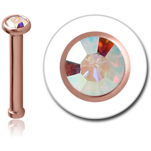 ROSE GOLD PVD COATED SURGICAL STEEL JEWELLED NOSE BONE WITH SET STONE