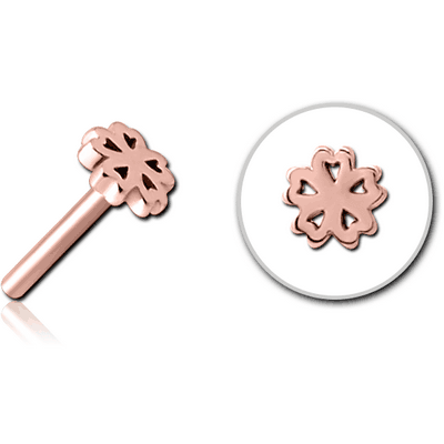 ROSE GOLD PVD COATED SURGICAL STEEL THREADLESS ATTACHMENT - CLOVER