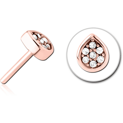 ROSE GOLD PVD COATED SURGICAL STEEL JEWELLED THREADLESS ATTACHMENT - DROP