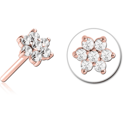 ROSE GOLD PVD COATED SURGICAL STEEL JEWELLED THREADLESS ATTACHMENT - FLOWER