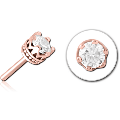 ROSE GOLD PVD COATED SURGICAL STEEL JEWELLED THREADLESS ATTACHMENT - CROWN
