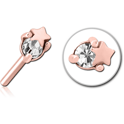 ROSE GOLD PVD COATED SURGICAL STEEL JEWELLED THREADLESS ATTACHMENT - STAR AND GEM