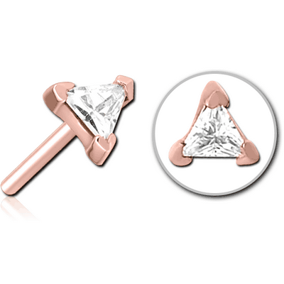 ROSE GOLD PVD COATED SURGICAL STEEL JEWELLED THREADLESS ATTACHMENT - TRIANGLE