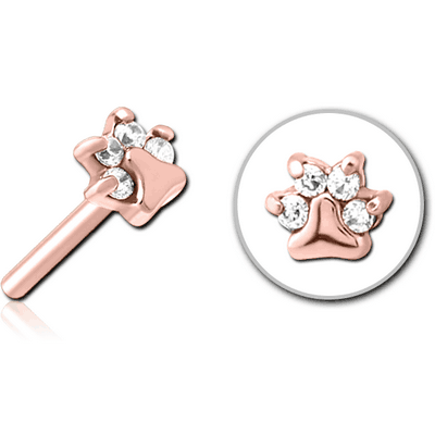 ROSE GOLD PVD COATED SURGICAL STEEL JEWELLED THREADLESS ATTACHMENT - ANIMAL PAW