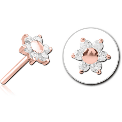 ROSE GOLD PVD COATED SURGICAL STEEL JEWELLED THREADLESS ATTACHMENT - FLOWER