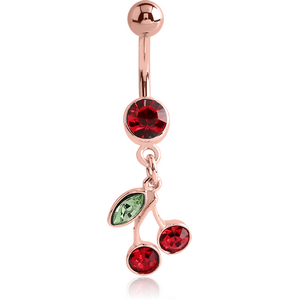 ROSE GOLD PVD COATED BRASS JEWELLED FASHION NAVEL BANANA
