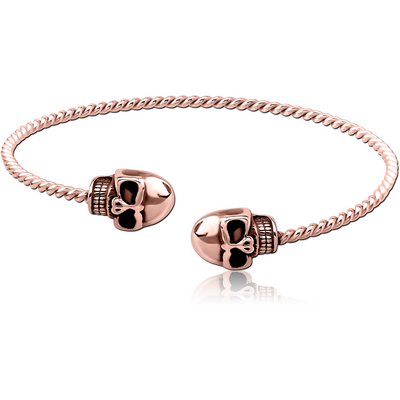 ROSE GOLD PVD COATED SURGICAL STEEL BANGLE - SKULL