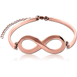 ROSE GOLD PVD COATED SURGICAL STEEL BANGLE WITH FLOATING ATTACHMENT - INFINITY